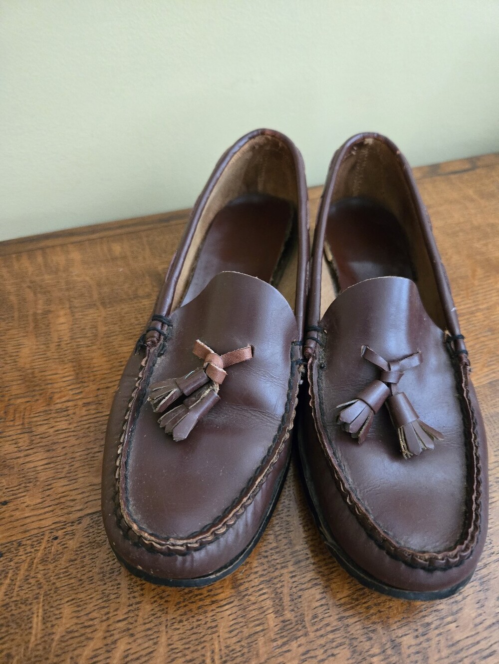 Vintage Women's Leather Tassel Loafers Burgundy/ Brown Size 7 Classic Preppy